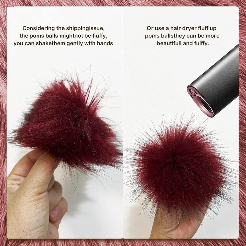 Allruyee 32 Pieces Pom Pom Faux Fur Pom Pom for Hats, Keychains, Scarves, Gloves & Bags Accessories with Elastic Loop, 16 Colours - Image 4